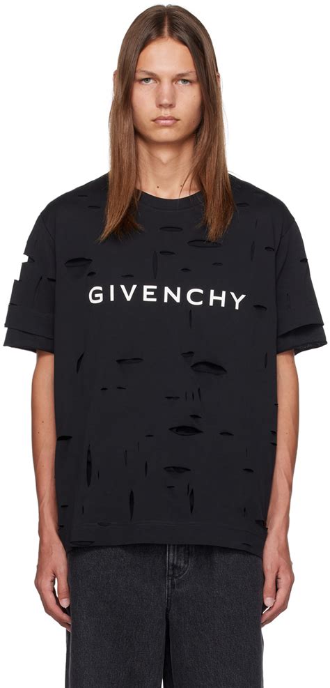 ssense givenchy distressed|Givenchy: Black Distressed T.